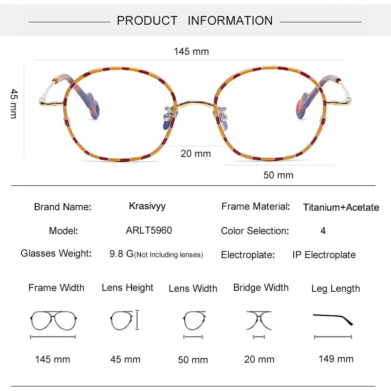 Krasivyy Unisex Full Rim Irregular Round Titanium Eyeglasses 45960 Full Rim Krasivyy