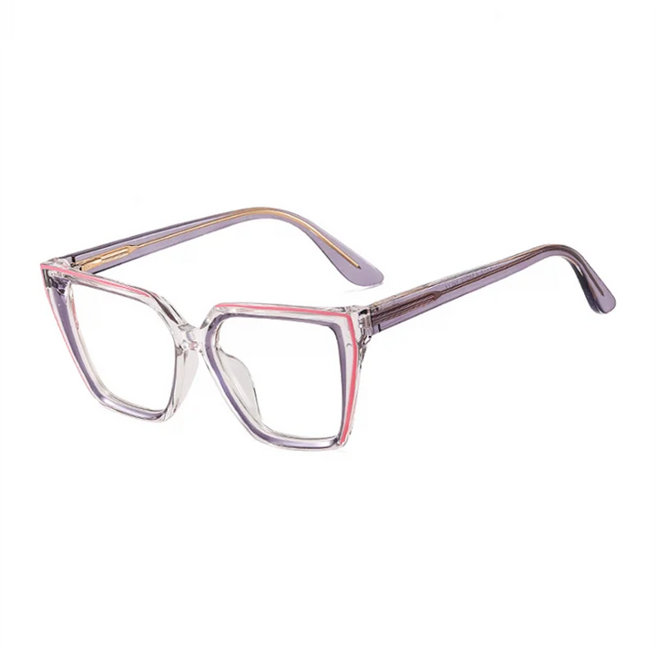 Ralferty Women's Full Rim Square Cat Eye Acetate Eyeglasses R97714 Full Rim Ralferty C3 Purple Pink CHINA 