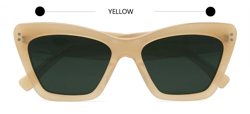 Esnbie Women's Full Rim Polygon Cat Eye Acetate Sunglasses 230201