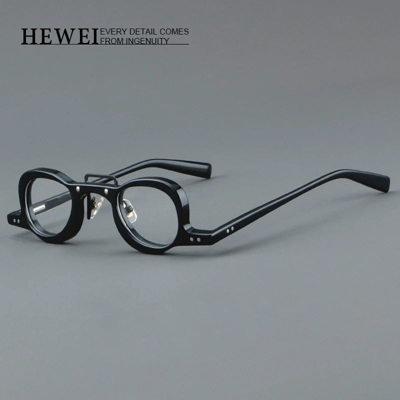 Hewei Unisex Full Rim Oval Acetate Alloy Double Bridge Eyeglasses 5817 Full Rim Hewei   