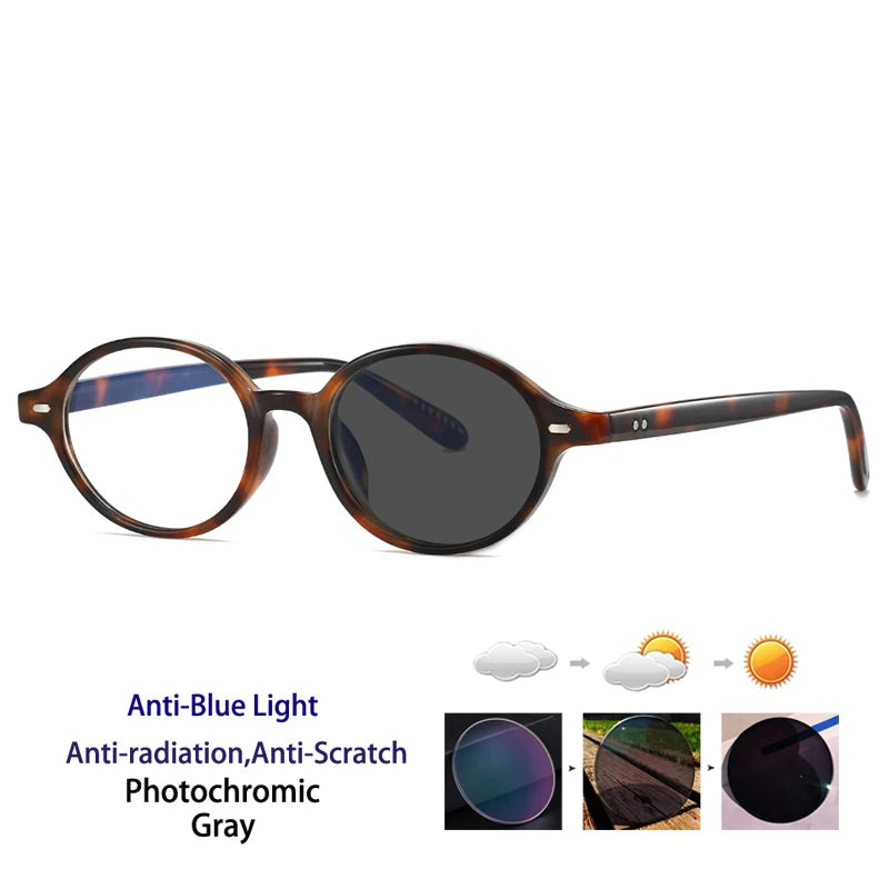 Kocolior Unisex Full Rim Round PC Tr 90 Alloy Photochromic Reading Glasses 512297