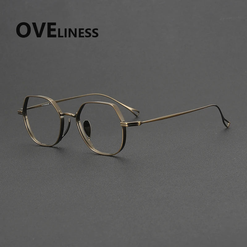 Oveliness Unisex Full Rim Square Polygon Titanium Eyeglasses 643001