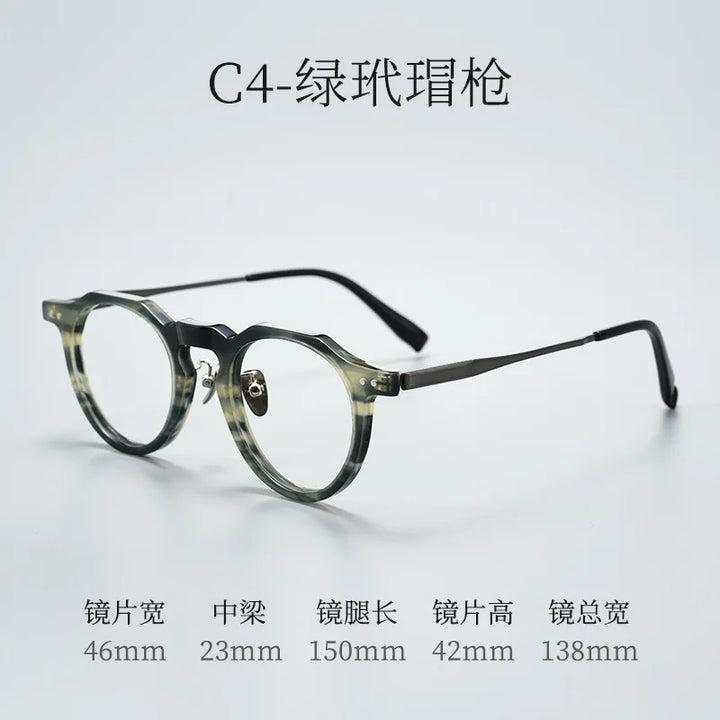 Bclear Women's  Full Rim Flat Top Round Acetate Eyeglasses 366573