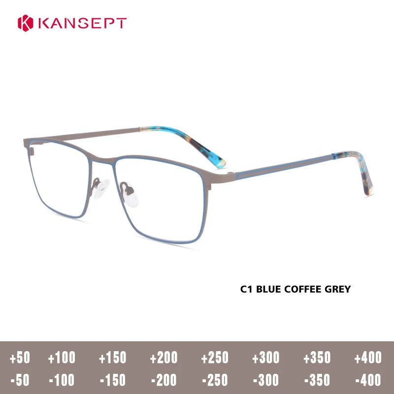 Kansept Unisex Full Rim Square Alloy Tr 90 Reading Glasses 74635