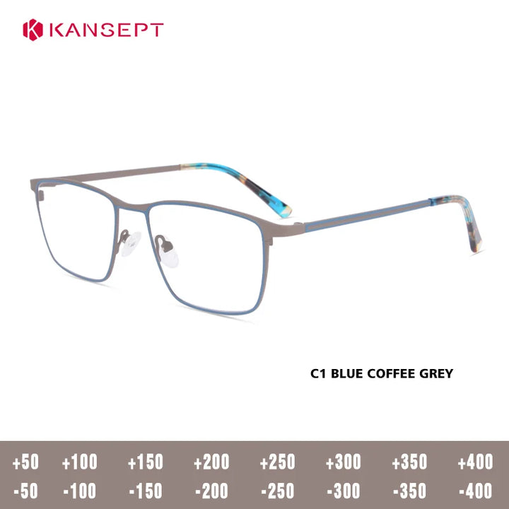 Kansept Unisex Full Rim Square Alloy Tr 90 Reading Glasses 74635