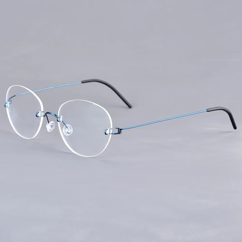 Aimee Women's Rimless Small Oval Screwless Titanium Eyeglasses 22421