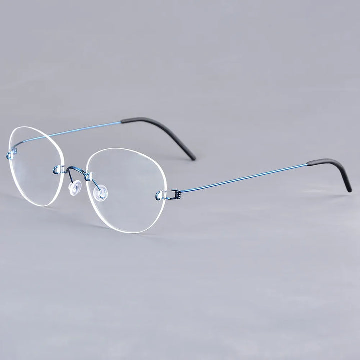 Aimee Women's Rimless Small Oval Screwless Titanium Eyeglasses 22421