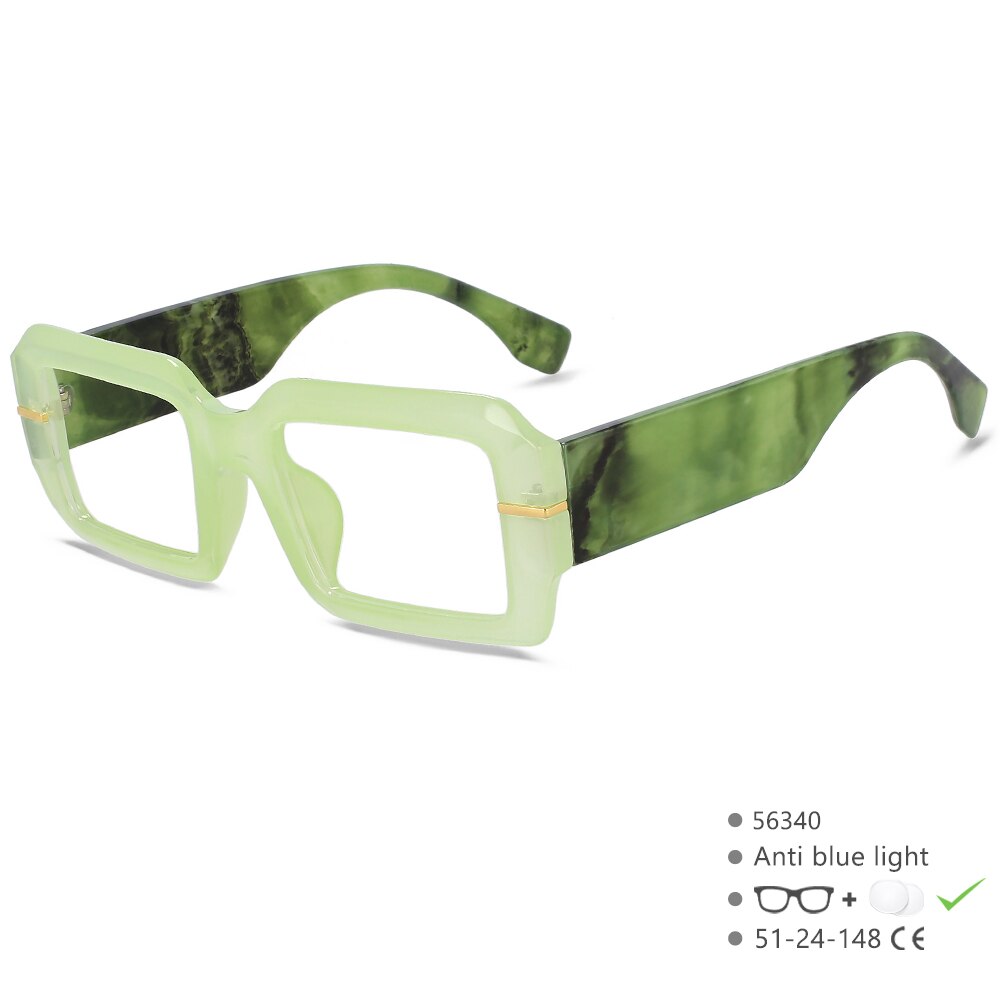 CCSpace Unisex Full Rim Rectangle Tr 90 Rivet Eyeglasses 56340 Full Rim CCspace C4ClearGreen  