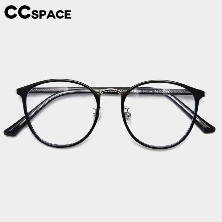CCSpace Unisex Full Rim Round Tr 90 Titanium Eyeglasses 57021 Full Rim CCspace   