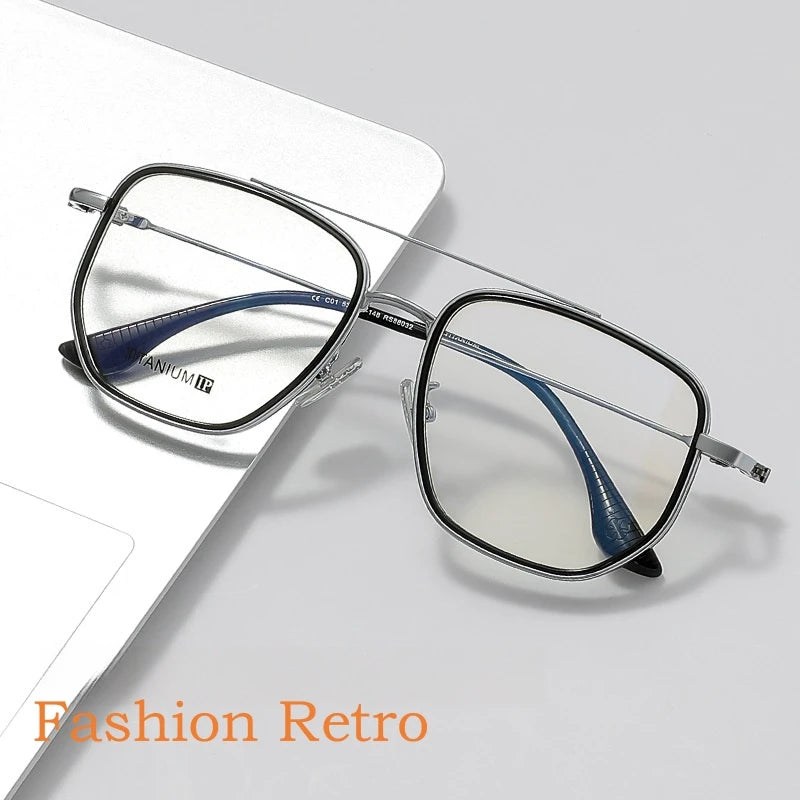 Yimaruili Unisex Full Rim Big Square Double Bridge Titanium Eyeglasses Y88032 Full Rim Yimaruili Eyeglasses   