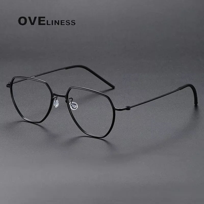 Oveliness Unisex Full Rim Square Polygon Titanium Eyeglasses 45527