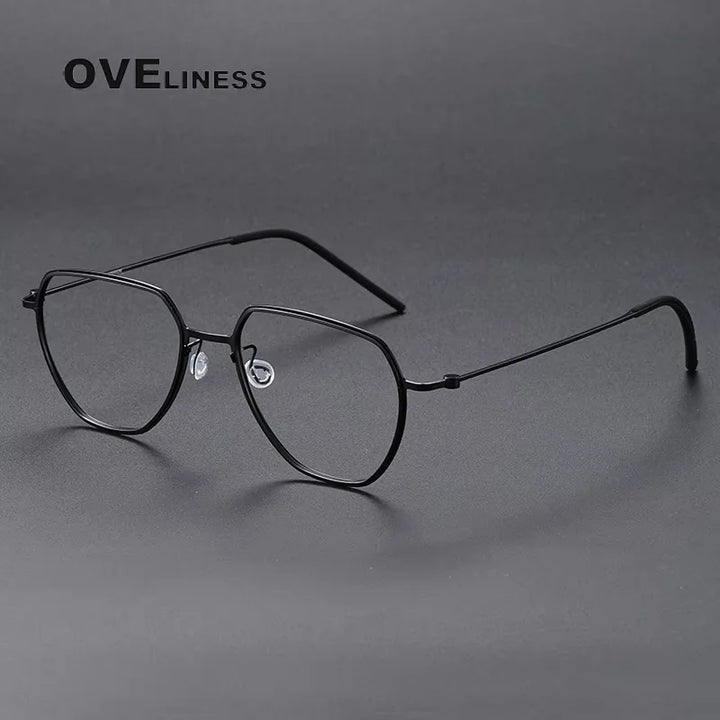 Oveliness Unisex Full Rim Square Polygon Titanium Eyeglasses 45527