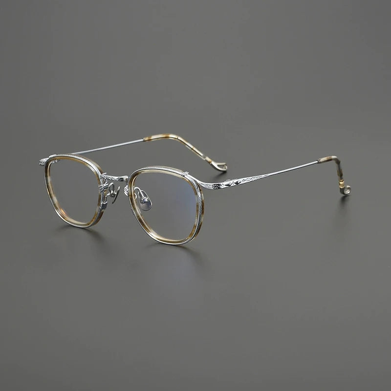 Gatenac Unisex Full Rim Big Square Acetate Titanium Eyeglasses G9016