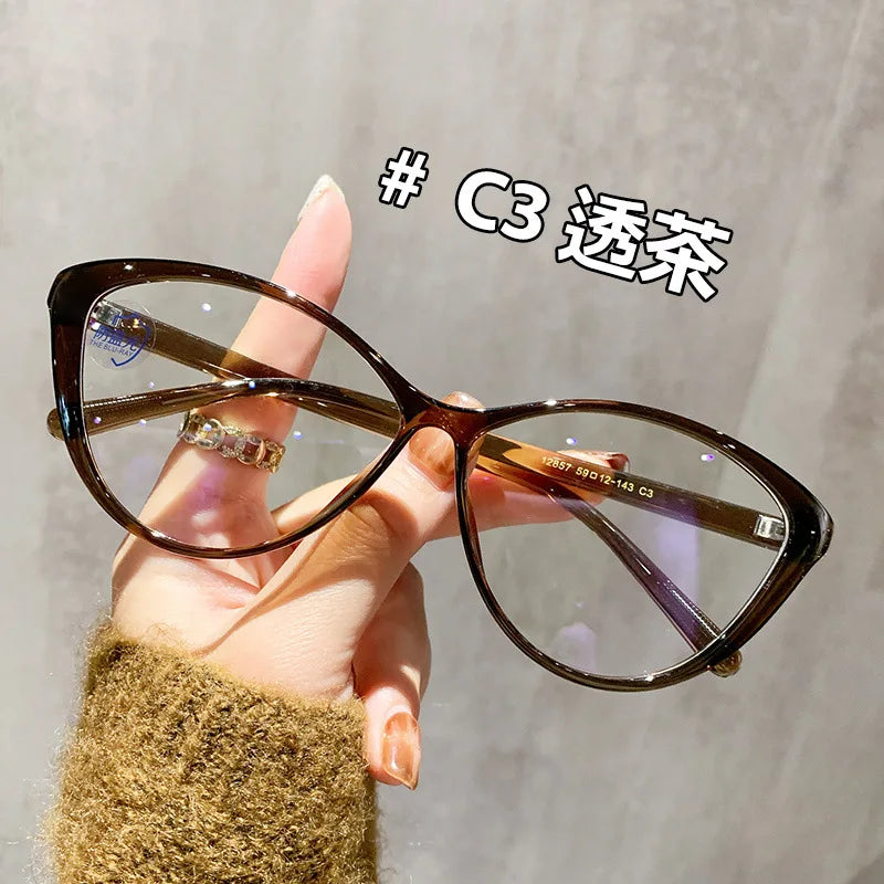 Zirosat Women's Full Rim Oval Cat Eye Tr 90 Alloy Eyeglasses 12857