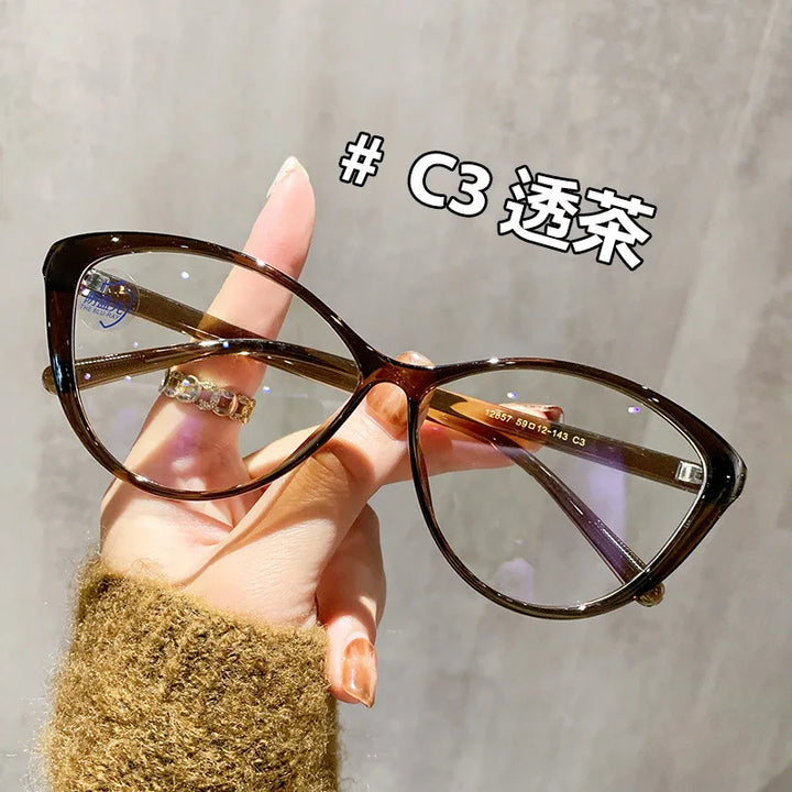 Zirosat Women's Full Rim Oval Cat Eye Tr 90 Alloy Eyeglasses 12857