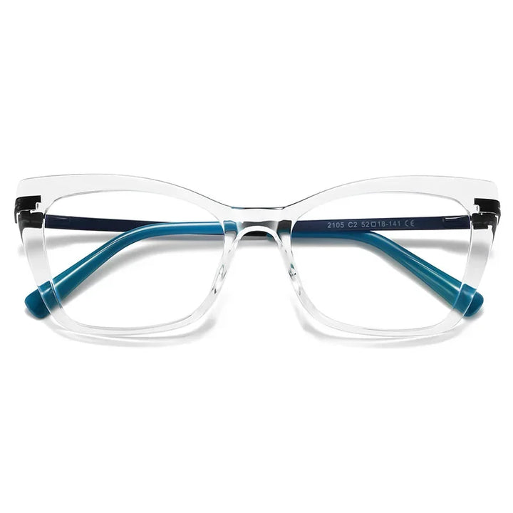 Hotony Women's Full Rim Square Cat Eye Tr 90 Alloy Eyeglasses 62105