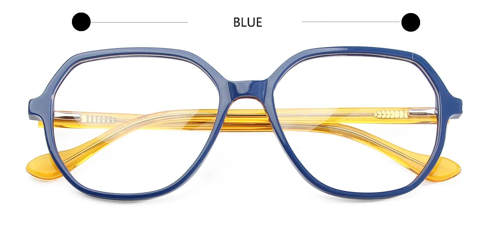 Esnbie Unisex Full Rim Flat Top Round Acetate Eyeglasses 242820 Full Rim Esnbie Blue  