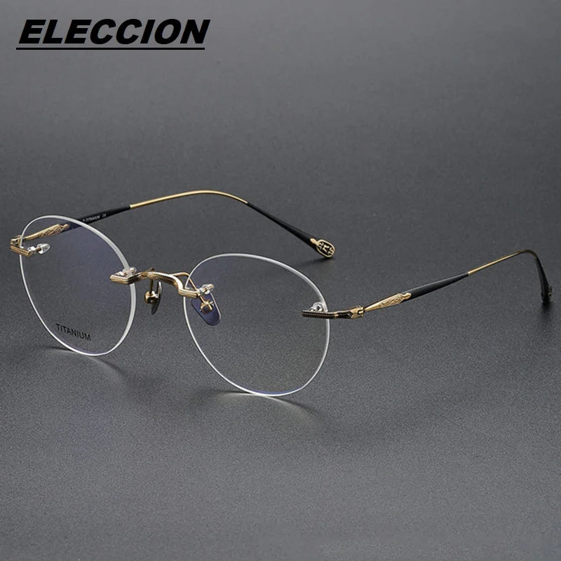 Eleccion Women's Rimless Round Titanium Eyeglasses 80955 Rimless Eleccion Gold CHINA