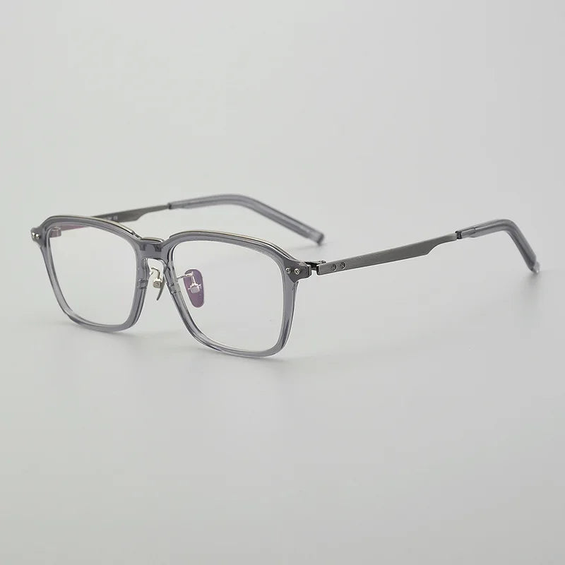 Hewei Unisex Full Rim Square Titanium Acetate Eyeglasses 13112 Full Rim Hewei C4  