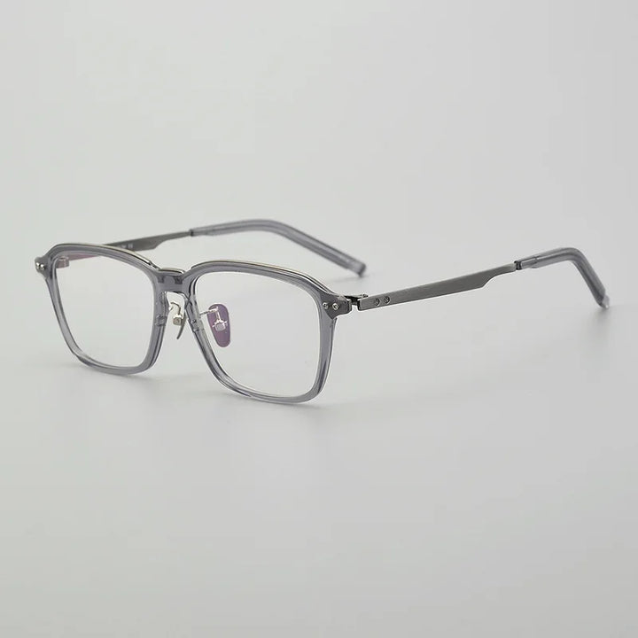 Hewei Unisex Full Rim Square Titanium Acetate Eyeglasses 13112 Full Rim Hewei C4  