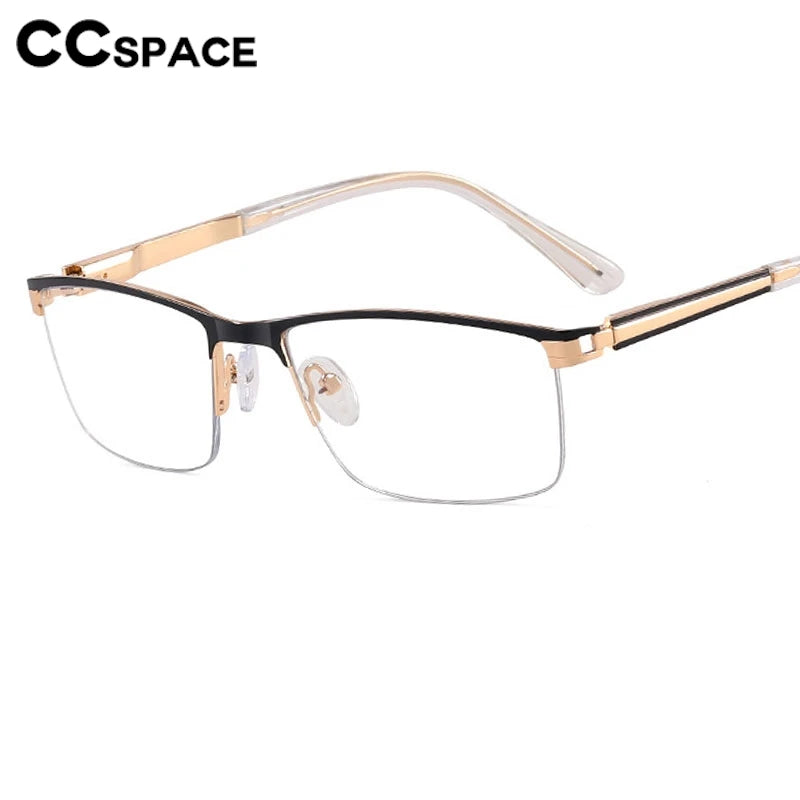 CCspace Semi Rim Square Alloy Spring Hinge Eyeglasses 300842 Semi Rim CCSpace   