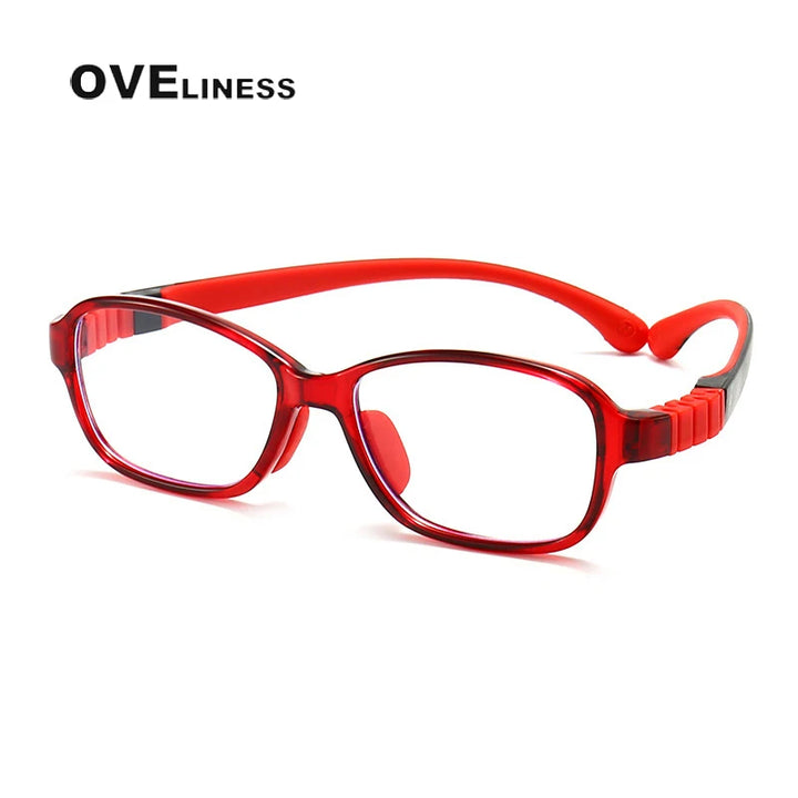 Oveliness Youth Unisex Full Rim Square Tr 90 Titanium Eyeglasses 91027 Full Rim Oveliness red  