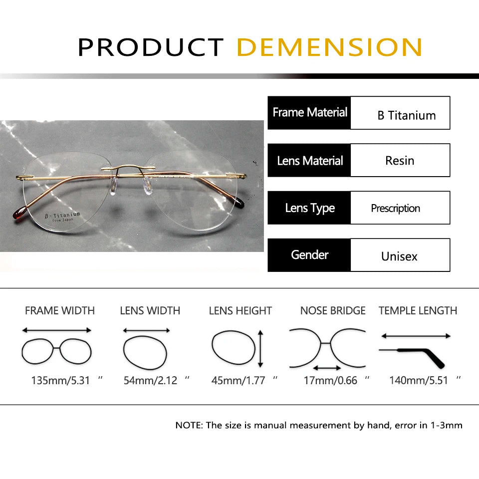 Esnbie Women's Rimless Flat Top Oval Titanium Eyeglasses 243209