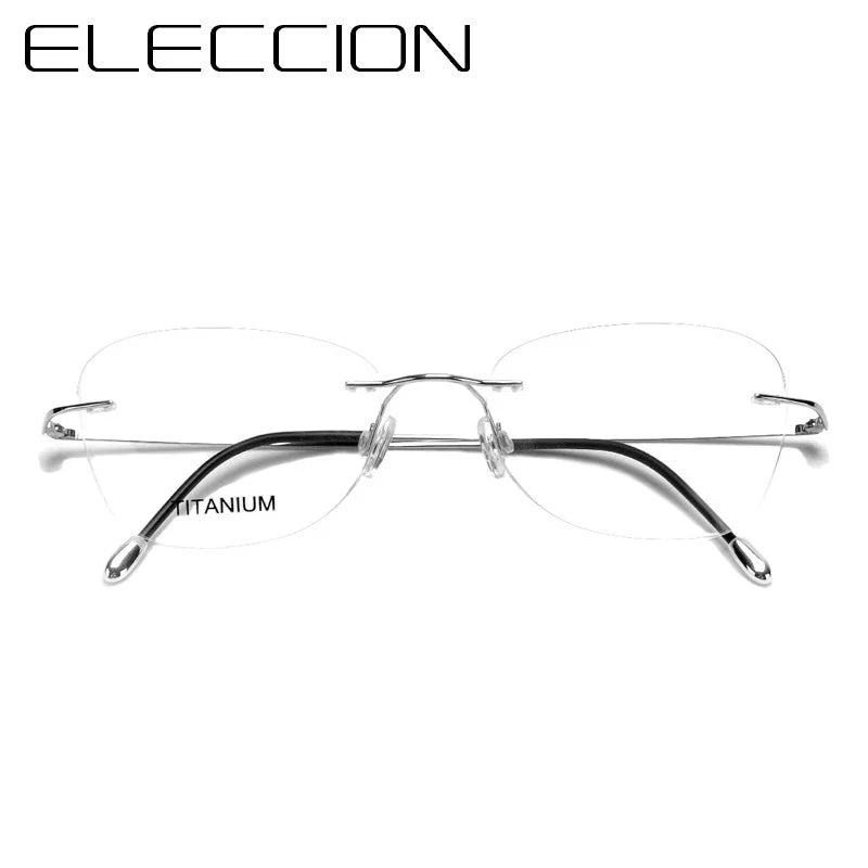 Eleccion Unisex Rimless Oval Square Titanium Eyeglasses 16013