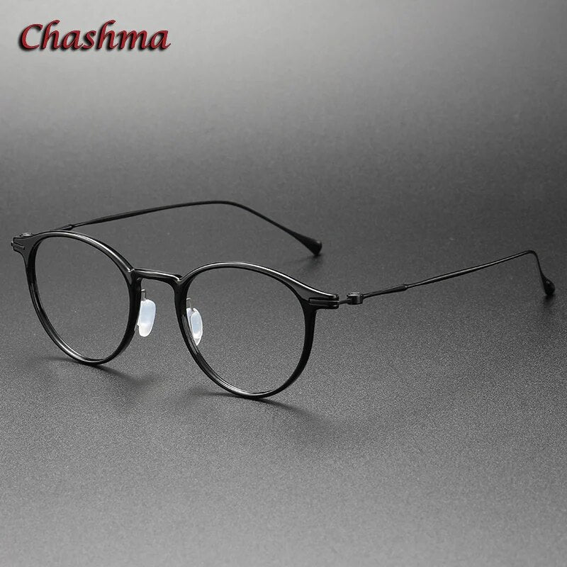 Chashma Ochki Unisex Full Rim Round Tr 90 Titanium Eyeglasses 8643 Full Rim Chashma Ochki Black  