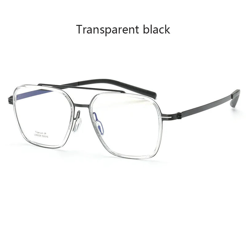 Hdcrafter Unisex Full Rim Square Double Bridge Titanium Eyeglasses 42988