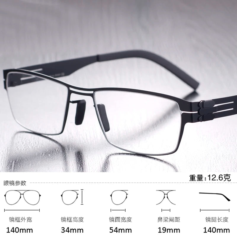 Black Mask Unisex Full Rim Square Screwless Steel Eyeglasses 52709