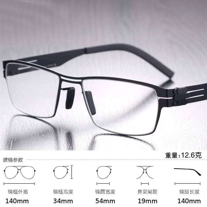 Black Mask Unisex Full Rim Square Screwless Steel Eyeglasses 52709