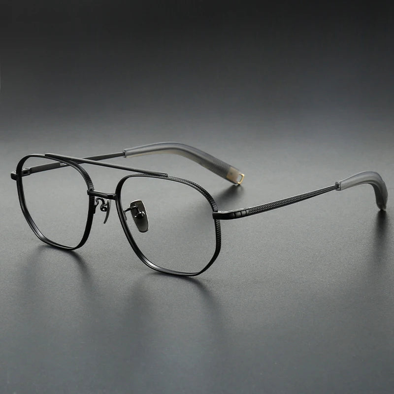 Muzz Unisex Full Rim Square Double Bridge Titanium Eyeglasses 910140