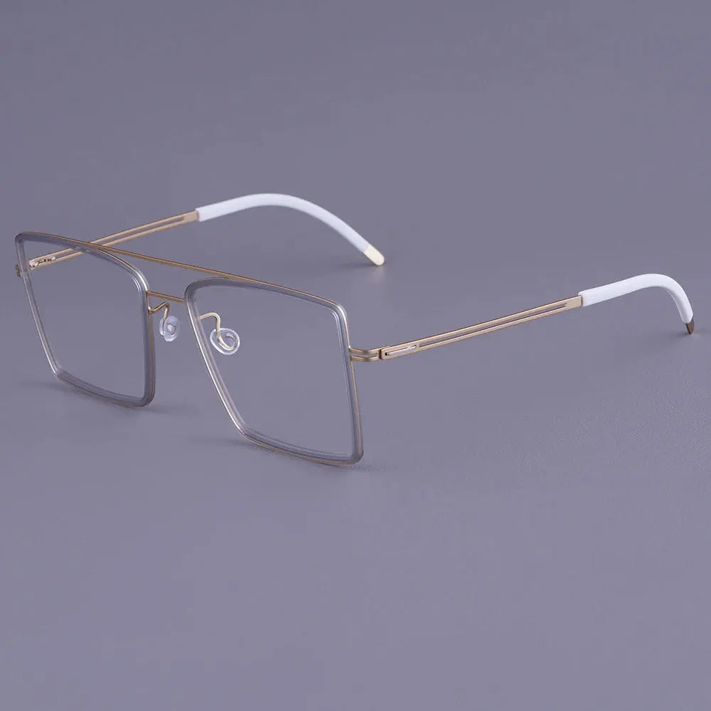 Bobbie 476962 Men’s Screwless Acetate Full Rim Square Titanium Frames FuzWeb