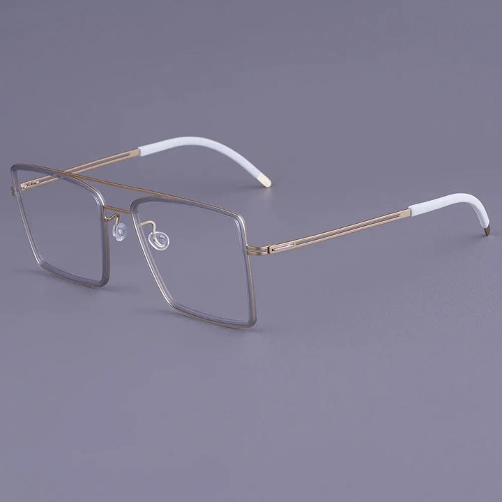 Bobbie 476962 Men’s Screwless Acetate Full Rim Square Titanium Frames FuzWeb