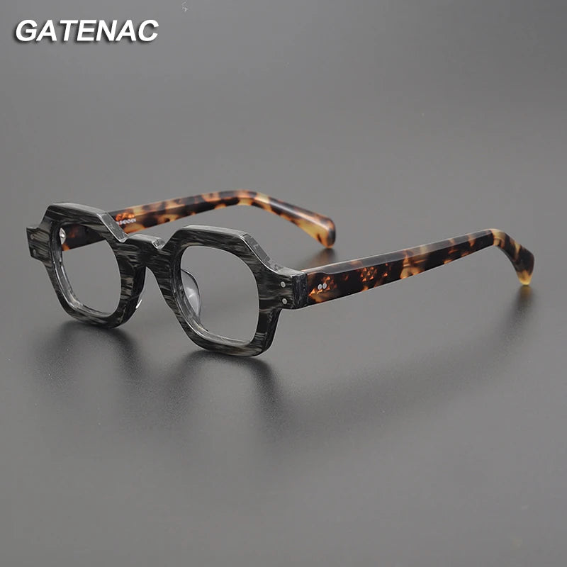 Gatenac Unisex Full Rim Square Acetate Eyeglasses gxyj-1168 Full Rim Gatenac   