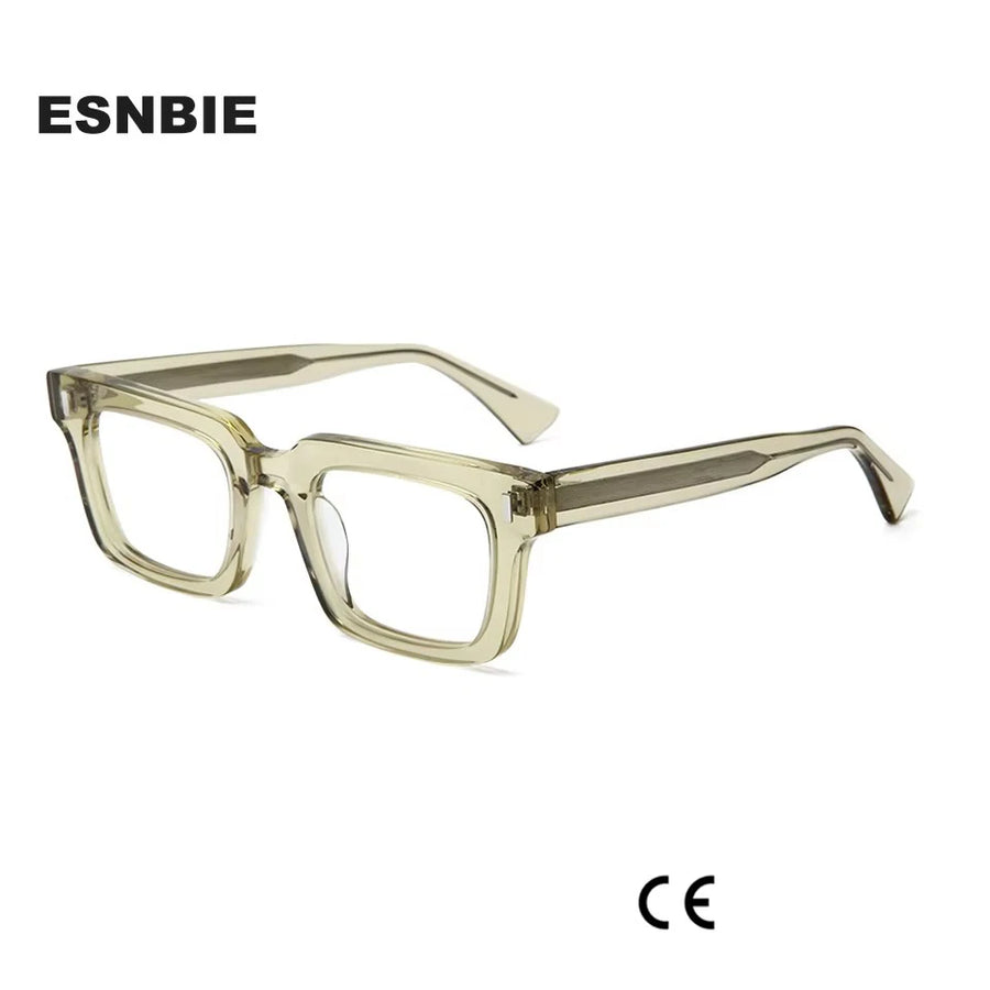 Esnbie Unisex Full Rim Square Thick Acetate Eyeglasses 23046 Full Rim Esnbie   