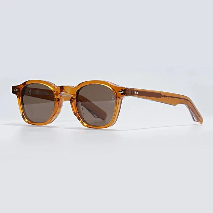 Hewei Unisex Full Rim Round Sunglasses 0034 Sunglasses Hewei orange-brown as picture 