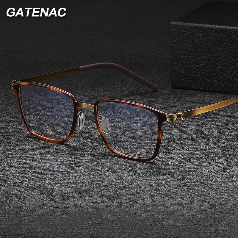 Gatenac Unisex Full Rim Square Alloy Eyeglasses Gxyj--1182 Full Rim Gatenac   