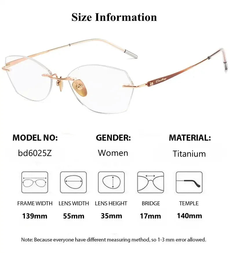 Summer Flower Women's Rimless Oval Cat Eye Titanium Eyeglasses 60254