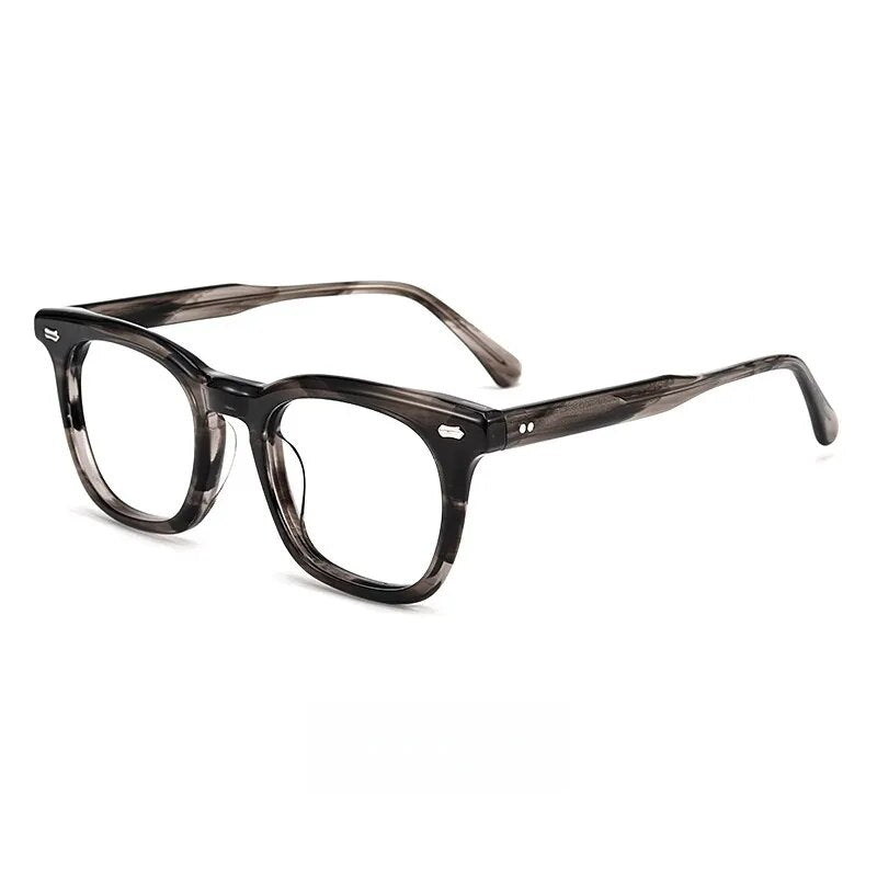 Yimaruili Unisex Full Rim Square Acetate Eyeglasses Kbt98612 Full Rim Yimaruili Eyeglasses Striped Gray  