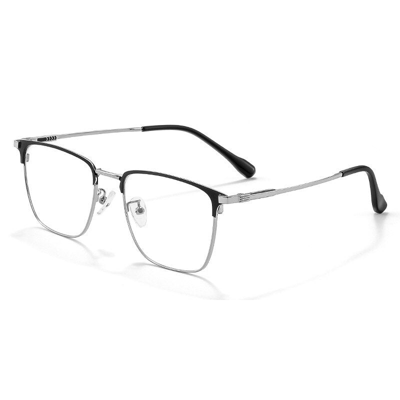 KatKani Unisex Full Rim Square Alloy Eyeglasses 9708 Full Rim KatKani Eyeglasses BlackSilver  