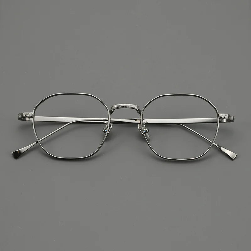 Black Mask Women's Full Rim Polygon Square Titanium Eyeglasses 320867