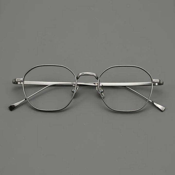 Black Mask Women's Full Rim Polygon Square Titanium Eyeglasses 320867