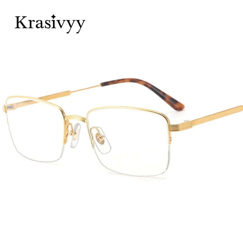 Krasivyy Women's Semi Rim Square Titanium Eyeglasses 43480 Semi Rim Krasivyy   