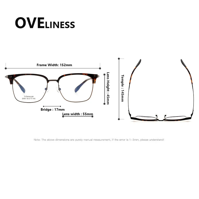 Oveliness Unisex Full Rim Big Square Acetate Titanium Eyeglasses 32009
