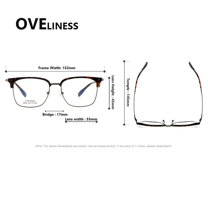 Oveliness Unisex Full Rim Big Square Acetate Titanium Eyeglasses 32009