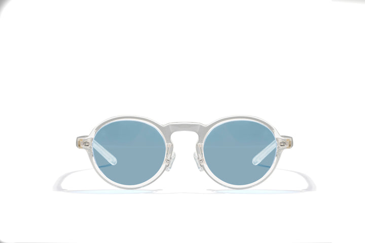 Hewei Unisex Full Rim Small Round Acetate Sunglasses 0010 Sunglasses Hewei clear vs blue as picture 