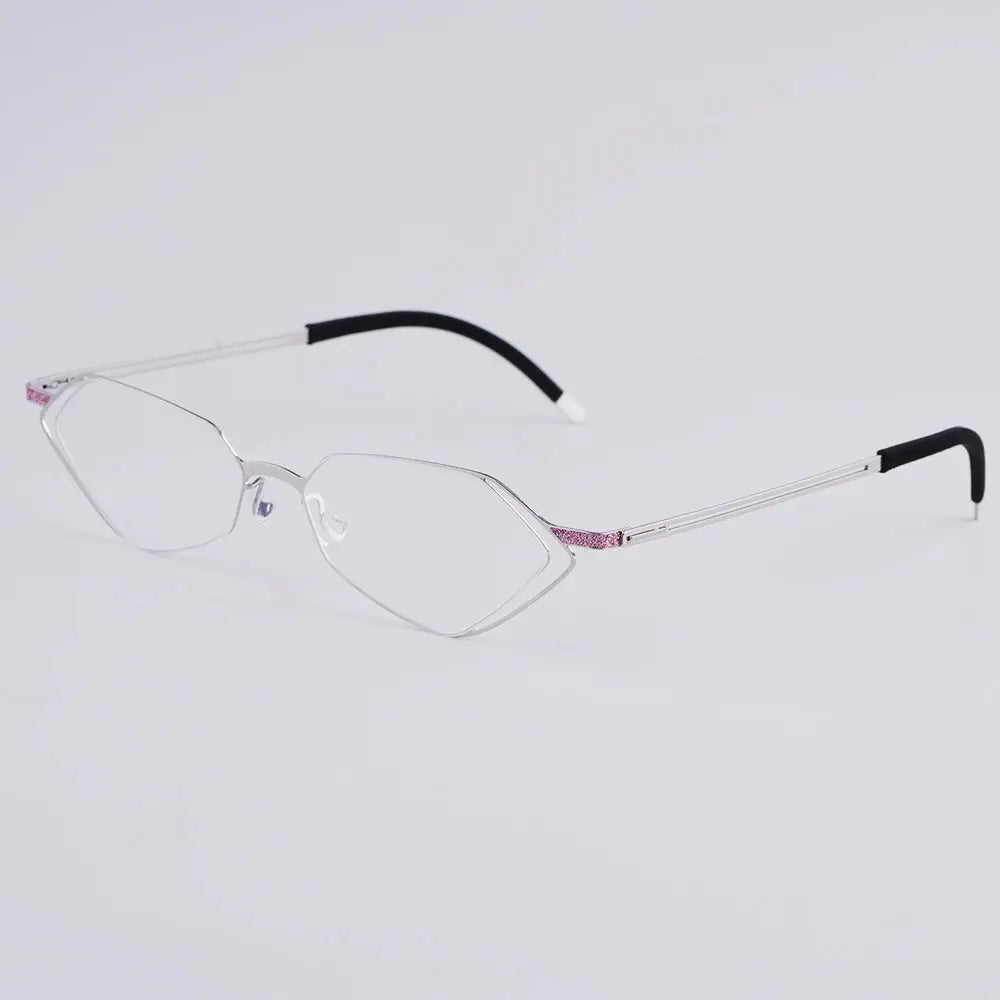 Bobbie 339014 Unisex 140mm Full Rim Polygon Oval Titanium Frames FuzWeb