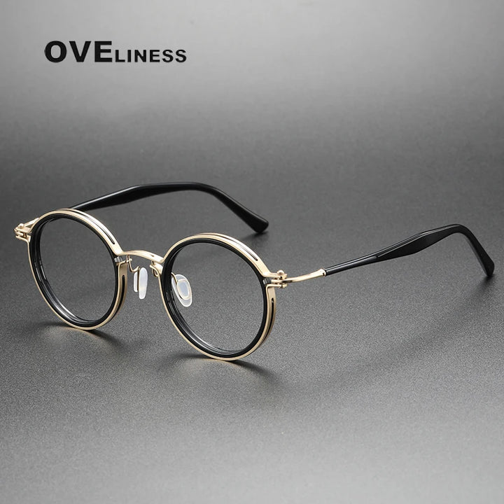 Oveliness Unisex Full Rim Round Acetate Titanium Eyeglasses 395862
